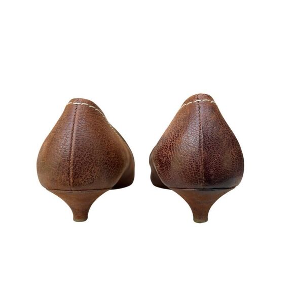 PRADA LEATHER KITTEN HEEL LOAFER PUMP BROWN SIZE 7, EURO 37.5 - Picture 4 of 10